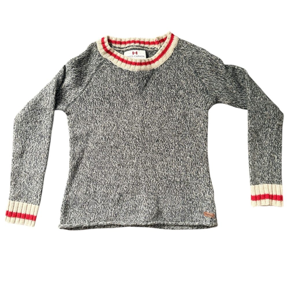 Roots Gray Oat Mix Wool Cabin Sweater Medium